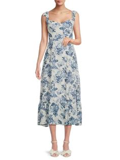 Jana Floral Midi Dress Casual Floral Dress With Sweetheart Neckline, Flowy Floral Print Midi Dress With Ruffled Straps, Flowy Floral Midi Dress With Ruffled Straps, Spring Casual Midi Dress With Sweetheart Neckline, Fitted Sleeveless Floral Dress With Smocked Back, Casual Midi Dress With Sweetheart Neckline For Spring, Sleeveless Floral Sundress With Smocked Back, Sleeveless Smocked Bodice Midi Dress For Garden Party, Summer Midi Dress With Ruffle Hem And Sweetheart Neckline