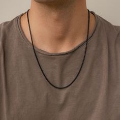 M E N ' S ∙ B L A C K ∙ R O L O ∙ C H A I N Looking for the ideal gift for the fashion-forward man in your life? A stylish and masculine piece that exudes confidence, our Men's Black Chain Necklace is a must-have in every man's jewelry collection. This statement necklace effortlessly enhances any look, showcasing a blend of urban edge and timeless charm. * Material: Stainless Steel ∙ Hypoallergenic ∙ Waterproof ∙ Tarnish Free * Finish: Black IP * Featuring a ~2.5mm Black Rolo Chain Necklace, adj Black Curb Chain Necklace For Everyday, Everyday Black Curb Chain Necklace, Black Rolo Chain Necklace As A Gift, Black Rolo Chain Necklace For Gift, Everyday Black Box Chain Necklace, Black Necklace Outfit, Mens Black Chain Necklace, Initial Tag Necklace, Black Chain Necklace