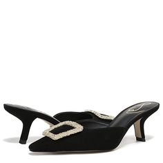 Pointed Toe Mules For Fall, Pointed Toe Mules With Buckle Closure For Office, Office Mules With Buckle Closure And Pointed Toe, Elegant Flat Heel Mules With Heel Loop, Mules With 4-inch Heel And Pointed Toe, Pointed Toe Mules With 4-inch Heel, Heels With Buckle Closure And Pointed Toe, Pointed Toe Mules With 4-inch Heel Medium Width, Evening Mules With Pointed Toe Medium Width