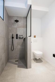 a bathroom with a toilet and shower in it