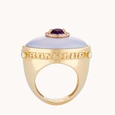 Je Porte Bonheur Eyecon Ring – Marlo Laz Luxury Carved Rings, Luxury Collectible Domed Jewelry, Luxury Domed Collectible Jewelry, Luxury Rings With Rotating Bezel For Gift, Luxury Rings With Rotating Bezel As Gift, Luxury Domed Jewelry For Gifts, Purple Chalcedony, Dope Jewelry, Diamond Sizes