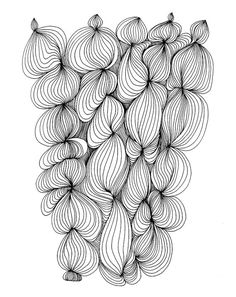 an abstract drawing with lines and curves on white paper, in the shape of a flower