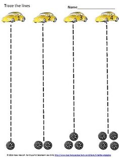 four yellow cars are shown in the same row, with numbers on each one side