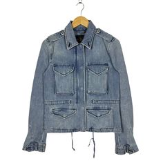 Diesel Zip Up Denim Jacket Blue Size Small * Made in : China * Size on Tag : - * Manual Measurement (inch) : Chest 18, Length 23.5, Shoulder 15, Sleeve 26, Waist 17.5, Hem 18. * Recommended for Size : Small (S) * Material : Cotton * Colour : Light Blue * Condition : Excellent with minimal sign of wear. * See photos for details. * Free Defect : No Stain, No Holes, No Tears, No Faded. 3410 Denim Zip Up Jacket, Blue Washed Utility Jacket, Spring Denim Outerwear With Multiple Pockets, Blue Washed Utility Jacket For Fall, Washed Blue Utility Outerwear For Fall, Fall Utility Jacket In Medium Wash With Multiple Pockets, Fall Utility Jacket With Multiple Pockets In Medium Wash, Medium Wash Outerwear With Multiple Pockets For Spring, Spring Medium Wash Outerwear With Multiple Pockets