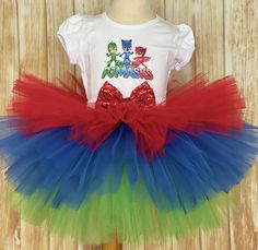 FREE SHIPPING on all orders within the US, no coupon code needed! PJ Masks Birthday Tutu Outfit by Little Ladybug Tutus. Handmade Tutus for girls specializing in birthday party dresses, Halloween costumes, flower girl dresses, pageant tutus, 1st birthday tutus, and blinged Converse sneakers. We accept custom orders! ORDER PRODUCTION TIME Please check the top of our website's home page for current turn around time. Since all items are handmade at the time of purchase, there is a production time t Cocomelon Rainbow, Ladybug Tutu, Diy Tutus, Dresses Halloween, Pj Masks Birthday Party, Pj Mask Party, Birthday Party Dresses, Cocomelon Birthday, 1st Birthday Tutu