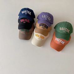 Boston Embroidered Baseball Cap Circumference: 52-54cm Adjustable Multicolor Cotton Hat For Streetwear, Casual Orange Hat With Embroidered Logo, Casual Visor Hat With Letter Embroidery, College Letter Print Cap, Orange Cotton Baseball Cap, Casual Orange Cotton Baseball Cap, Embroidered Visor Baseball Cap For Streetwear, Embroidered Baseball Cap With Visor For Streetwear, Orange Cotton Hat With Curved Brim