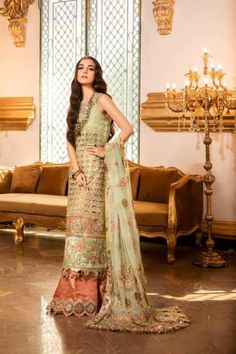 7 (2) Green Bridal Lehenga, Party Dresses Online, Pakistani Salwar Kameez, Festive Collection, Pakistani Wedding Dresses, Salwar Kameez Designs