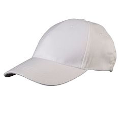 a white baseball cap is shown with no visor on the front and back side