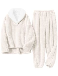 PRICES MAY VARY. Material:Women's warm plush pajamas suit is made of soft wool Sherpa, which is super comfortable. Plush fabric is very warm, so that you won't feel cold in autumn and winter. Two lovely warm pajamas, long-sleeved blouse and baggy pants. Women's home clothes are fashionable and trendy. They are comfortable,light, elastic and soft. Design: Soft and comfortable two-piece warm suit, stylish and elegant for women, ladies and girls to wear in autumn and cold winter. Simple and cute st Fuzzy Loungewear, Fluffy Pajamas, Fleece Pjs, Purple Pajamas, Poncho Pullover, Cozy Sleepwear, Pajama Outfit