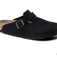 Birkenstock Boston Soft Footbed Clogs Size 39 In Black Suede Leather Note: These Were Store Display, Otherwise Brand New Please Note That Wear/Scuffing Reflected Is Do To Store Handling No Box Casual Clogs With Cork-bed Midsoles, Casual Closed Toe Clogs With Cork-bed Midsoles, Casual Black Mules With Cork-bed Midsoles, Black Clogs With Cork-bed Midsoles And Round Toe, Classic Closed Toe Clogs With Textured Footbed, Casual Closed Toe Clogs With Branded Insole, Casual Black Suede Clogs, Birkenstock Boston Soft Footbed, Birkenstock Boston Clogs