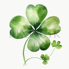 a four leaf clover is shown in this watercolor painting by artist susan grisell