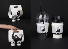 the cup holder is designed to look like an origami gorilla holding a drink