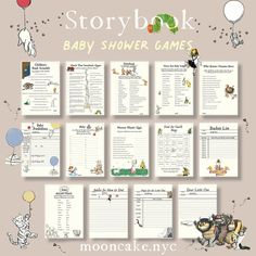 baby shower games with winnie the pooh characters and balloons on them for story book