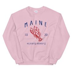 A sturdy and warm sweatshirt bound to keep you warm in the colder months. The Maine Vintage Style Crewneck Sweatshirt is a pre-shrunk, classic fit sweater that's made with air-jet spun yarn for a soft feel and reduced pilling. * 50% cotton, 50% polyester * Pre-shrunk * Classic fit * 1x1 athletic rib knit collar with spandex * Air-jet spun yarn with a soft feel and reduced pilling * Double-needle stitched collar, shoulders, armholes, cuffs, and hem Gift messaging is printed on packing slip. Pink Crew Neck Top With Letter Print, Casual Pink Crew T-shirt, Casual Pink Crew Neck T-shirt, Casual Pink Crew Neck Tops, Pink Crew Neck Top With Screen Print, Crew Neck Screen Print Tops For College, Casual Pink Pre-shrunk Sweatshirt, Casual Pre-shrunk Crew Neck Top, Comfortable Crew Tops With Letter Print