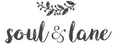 the word soul and lane written in black ink on a white background with an illustration of leaves