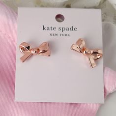 New Kate Spade Skinny Mini Bow Stud Earrings Rose Gold O0ru2908 $48 Material Metal Features Stud Earrings Details Weight: 3.7g Handcrafted Aesthetic Bow, Fantasy Earrings, Cool Piercings, Mini Bow, Earrings Rose Gold, Snake Jewelry, Jewelry Accessories Ideas, Snake Earrings