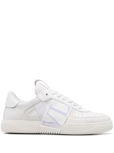 white panelled design round open toe perforated toebox logo print to the side flocked logo front lace-up fastening logo patch at the tongue branded heel counter branded insole chunky rubber sole Valentino Garavani Sneakers, Sneakers Multicolor, Dad Fashion, Balenciaga Track, Latest Sneakers, Sneakers Grey, Derby Shoes, Espadrille Shoes, Shoes Trainers