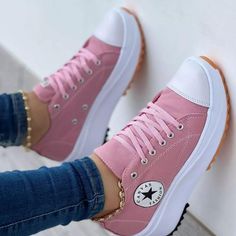 SPECIFICATIONS: Model Number:SNS00435 Style:Fashion Upper Material:Canvas Shoes type:Sneakers Toe Type:Round Toe Closure Type:Lace-up Season:All season Gender:Female Color:White,Green,Yellow,Pink,Black,Red,Purple Size:35,36,37,38,39,40,41,42,43 The Checkout Process is Guaranteed to be 100% Safe and Secure with Visa, Mastercard, Amex, Discover, Apple Pay or PayPal. 100% Satisfaction Guaranteed With Every Order. MONEY BACK GUARANTEE If you're unsatisfiedwith the quality of our products or are unha Trainers Fashion, Shoe Pattern, Canvas Shoes Women, Casual Sport Shoes, Sneaker Heels, Platform Sneakers, Casual Shoes Women, Platform Heels, Canvas Shoes