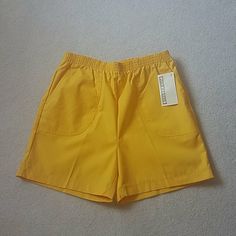 New With Tags Joan Harper Vintage 1980's Yellow Pull On Shorts 65% Polyester And 35% Cotton Excellent Condition, Deadstock, Dead Stock Side Pockets Crochet Lace Shorts, Dad Shorts, Dressy Shorts, Lululemon Shorts, Harem Shorts, Levis Women, Tie Dye Shorts, Plaid Shorts, Mom Shorts