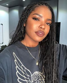 Easy Braids On Black Women, Destiny Ryan Braids, Ryan Destiny Bohemian Box Braids, Ryan Destiny Knotless Braids, Ryan Destiny Makeup Looks, Braids And Makeup Black Women, Ryan Destiny Box Braids, Beautiful Braids For Black Women, Ryan Destiny Hair