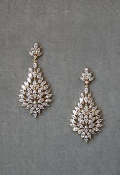 Simulated Diamond Bridal Earrings CAROLINE | EDEN LUXE Bridal Bridal Jewlery, Bridal Statement Earrings, Inexpensive Jewelry, Diamond Earrings Design, Gold Statement Earrings, Gold Necklace Set, Cheap Jewelry, Online Jewelry Store, Wedding Themes