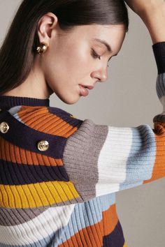 Striped Knitted Jumper Striped Knitted Sweater, Karen Millen, Knitted Jumper, Fashion Face, Striped Knit, Knitted Sweater, Knitted Scarf, Click Here, Jumper