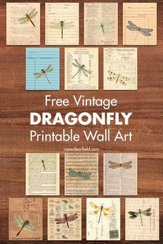 the free vintage dragonfly printable wall art