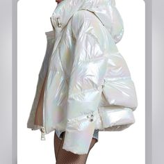 Price Is Firm. Currently In Stores For 1100$ Like Moncler Grenoble Tillier Iridescent Jacket Or Daos Puffer. With Tags, Never Used Down Filled Puffer Iridescent Fabric Nicole Benisti Size L, But Looks Great On S And M . Has Oversized Design. I Wear Xs And Looks Super Cool. Actually Fits Same As Small Tillier Jacket. Iridescent Jacket, Nicole Benisti, White Puffer Jacket, Moncler Grenoble, Iridescent Fabric, White Puffer, Jacket Parka, Super Cool, Creative Inspiration