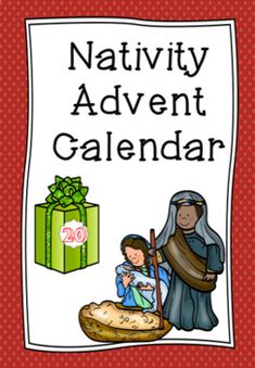 a nativity calendar with an image of the birth of jesus