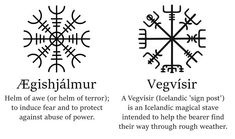 three different types of viking symbols with their meanings and meaning in english, swedish and german