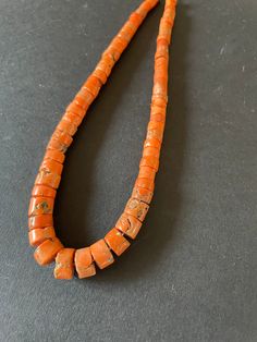 Coral necklace. Antique coral necklace. Coral Antiquo.  Real genuine old coral necklace.                                                                       Enjoy  by  real antique  Mediterranean  corals  with us ! The  necklace  was  created novadays with using tradition antique materials. If  you  want  to  have the really  antique strand of  corals in your collection - take  the opportunity.  Don*t  hesitate  to ask any  question about  our  amazing  necklace  BEFORE YOUR PAYMENT,   we  wou Traditional Coral Necklace With Gemstone Beads, Antique Handmade Orange Necklaces, Spiritual Orange Necklace Made Of Red Coral, Spiritual Orange Red Coral Necklace, Traditional Coral Single Strand Necklace, Antique Orange Necklace With Polished Beads, Antique Orange Necklaces With Polished Beads, Hemp Fabric, Necklace Antique