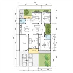 the floor plan for a house with two car garages and an attached living area