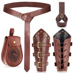 PRICES MAY VARY. Knight Accessories Set: Including 1 renaissance belt, 1 ren faire pouch, 2 arm guards and 1 sword holster, a complete set to meet your Halloween knight or viking dress up needs Medieval Belt Pouch: Made of premium faux leather and alloy, lightweight, durable; the belt is 1.6" wide, 60" long, with adjustable O closure, fit for most people, the pouch is 8.7"*4.3" in size Adjustable Arm Bracers: Classic retro renaissance style to enhance any medieval themed outfit; 9.8" long, 8.7" Ren Faire Pouch, Knight Accessories, Medieval Belt Pouch, Arm Bracers, Arm Guards, Viking Belt, Medieval Belt, Viking Dress, Arm Guard