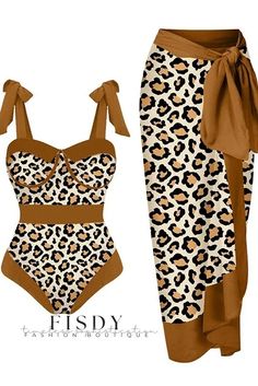 Fisdy - Traje de baño de cintura alta de calidad superior con elegante estampado de leopardo para nadar con estilo y confianza Brown One-piece Swimwear For Summer, Brown Sleeveless Swimwear For Summer, Sleeveless Brown Swimwear For Summer, One-piece Cotton Summer Swimwear, Cotton One-piece Summer Swimwear, Summer One-piece Cotton Swimwear, Cotton Bodysuit For Beach Season, Beach Cotton One-piece Bodysuit, Cotton Beachwear Bodysuit