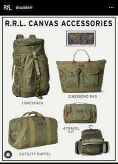 Double Rl, Canvas Leather Bag, Utility Bag, Ralph Lauren Style, January 29, Travel Kits, Bagpack, Black Label, Canvas Leather