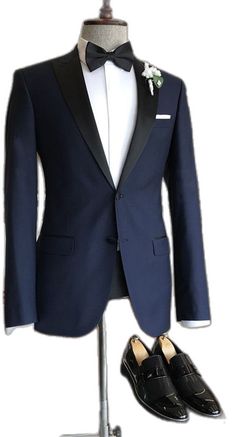 Elegant Blue Fitted Tuxedo, Fitted Single Button Blue Suit, Elegant Fitted Blue Tuxedo, Fitted Blue Single Button Suit, Fitted Blue Single-button Suit, Semi-formal Fitted Suits With Lapel Collar, Fitted Semi-formal Suits With Lapel Collar, Tailored Single Breasted Blue Tuxedo, Tailored Blue Single Breasted Tuxedo