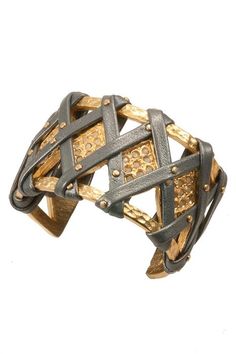 The Aspen Cuff with Studded Leather in gold & grey leather is a celebrity jewelry piece that has been worn by Tatyana Ali for the premier of the new show "Real Husbands of Hollywood". Formal Gold Leather Cuff Bracelet, Gold Leather Cuff Bracelet For Formal Occasions, Gold Leather Cuff Jewelry, Designer Gold Leather Bracelet Adjustable, Designer Gold Adjustable Leather Bracelet, Designer Adjustable Gold Leather Bracelet, Designer Gold Leather Bracelet, Gold Leather Cuff Bracelet, Beach Style Jewelry