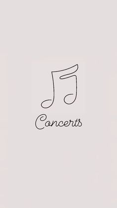 a black and white drawing of a musical note with the words concerts on it