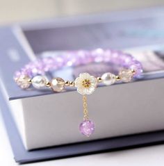 Fashion Crystal Beaded Daisy Flower Lucky Bracelet Elastic Bangle Women Gift Hot | eBay Purple Beaded Bracelets, Purple Beaded, Friendship Jewelry, Crystal Beads Bracelet, Elastic Bracelet, Purple Crystals, Flower Bracelet, Bangles Jewelry, Bracelet For Women