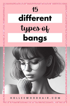 15 different types of bangs Classic Bangs Hair, Non Commital Bangs, Angel Bangs Hair, Bangs To The Side, Curtain Bangs Off Center Part, First Time Bangs, Different Bang Types, Edgy Fringe, Types Of Curtain Bangs