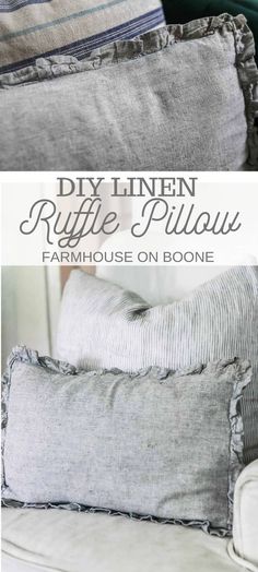 the diy linen ruffle pillow is easy to make