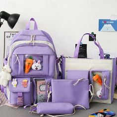 Cute Bags For School, School Bags For Teens, Backpack Kawaii, Picnic Backpack, Women Backpack Fashion, Kawaii Backpack, Women's Backpack, Purple Backpack, Purple Bag