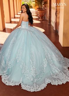 Long Puff Sleeve Dress, Tulle Applique, Tulle Cape, Mary's Bridal, Debutante Ball, Quinceanera Dress, Ball Gown Skirt, Beaded Applique, Quince Dresses