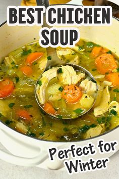 Ladle of chicken soup lifted up from the pot. The Best Chicken Soup, Best Chicken Soup Recipe, Best Chicken Soup, Chicken Soup Recipes Easy, Boiled Chicken Breast, Easy Chicken And Rice, Chicken Soup Recipe