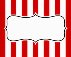 a red and white striped background with a black frame on the bottom right hand corner