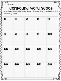 the compound word scoott worksheet for students to practice their spelling skills