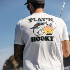 Catch Fish // Play'N Hooky S/S Tech Tee – Catch Surf USA Short Sleeve T-shirt For Outdoor Sports, Short Sleeve T-shirt For Sports Season, Short Sleeve T-shirt For Sports, White T-shirt With Sublimation Print For Outdoor Activities, Sporty White T-shirt For Outdoor Activities, Bd Design, Swim Fins, Beach Gear, Heritage Collection