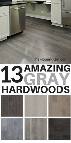 the flooring guide for gray hardwood floors is shown in several different colors and sizes