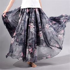 Material: Polyester, Spandex • Dresses Length: Floor-Length • Style: Casual • Decoration: None • Silhouette: A-Line • Waistline: Empire • Type: Print Flowy Full-length Summer Skirt, Flowy Full-length Maxi Skirt For Summer, Flowy Full Length Maxi Skirt For Summer, Black Non-stretch Maxi Skirt For Summer, Summer Full-length Stretch Maxi Skirt, Stretch Summer Maxi Skirt, Summer Stretch Maxi Skirt, Full-length Summer Dress With Lined Skirt, Full Length Summer Dress With Lined Skirt