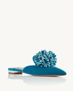 Couturier Mule Flat Blue New Arrivals 0 Wedding Guest Bags, Bridal Clutch Bag, Mule Flats, Aquazzura Shoes, Velvet Flats, Bridal Bag, Velvet Heels, Bridal Clutch, Blue Flats